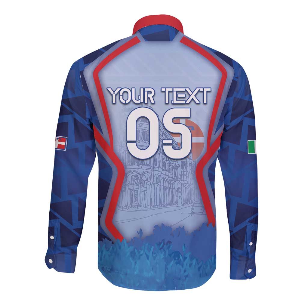 Custom Italy Piedmont Long Sleeve Button Shirt Capital Turin Urban Sketch