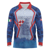 Custom Italy Piedmont Long Sleeve Polo Shirt Capital Turin Urban Sketch