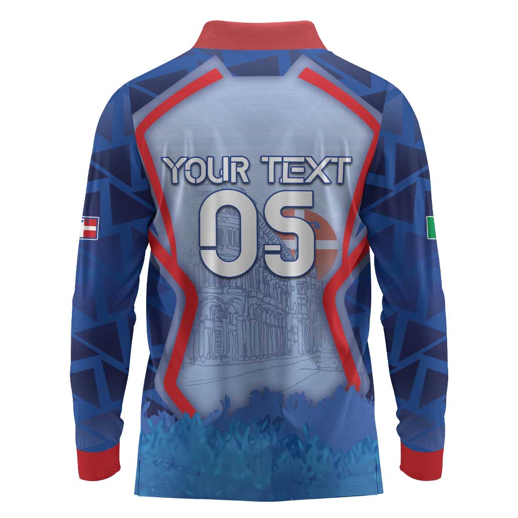 Custom Italy Piedmont Long Sleeve Polo Shirt Capital Turin Urban Sketch