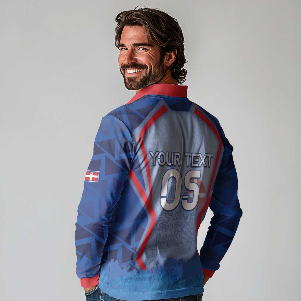Custom Italy Piedmont Long Sleeve Polo Shirt Capital Turin Urban Sketch