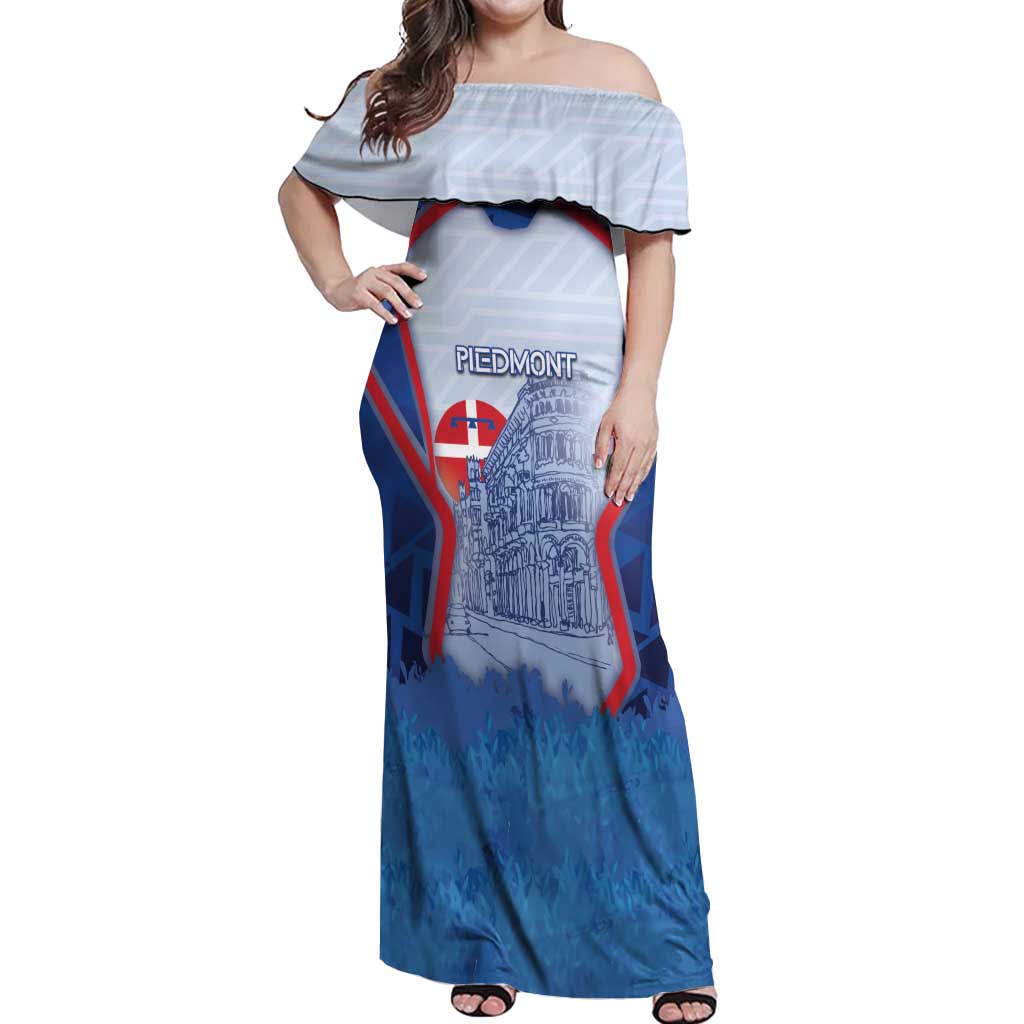 Custom Italy Piedmont Off Shoulder Maxi Dress Capital Turin Urban Sketch