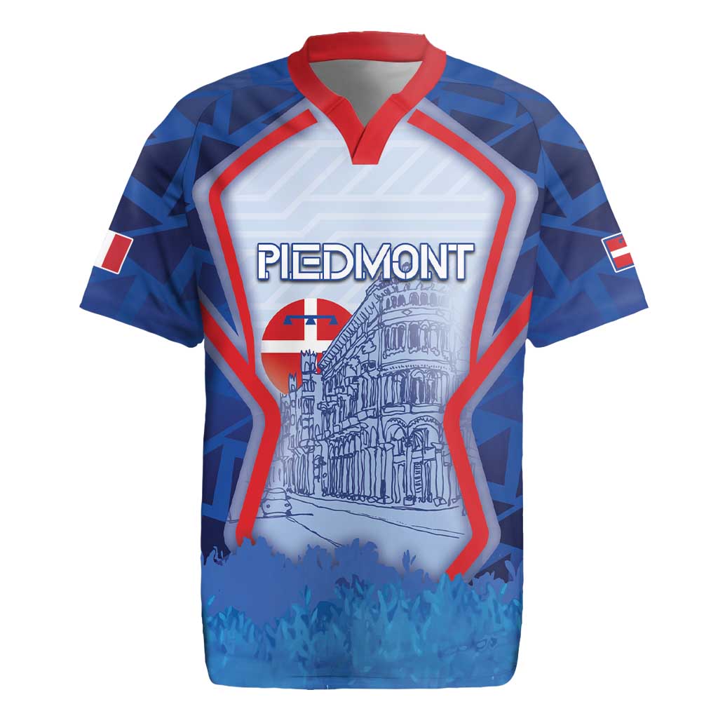 Custom Italy Piedmont Rugby Jersey Capital Turin Urban Sketch