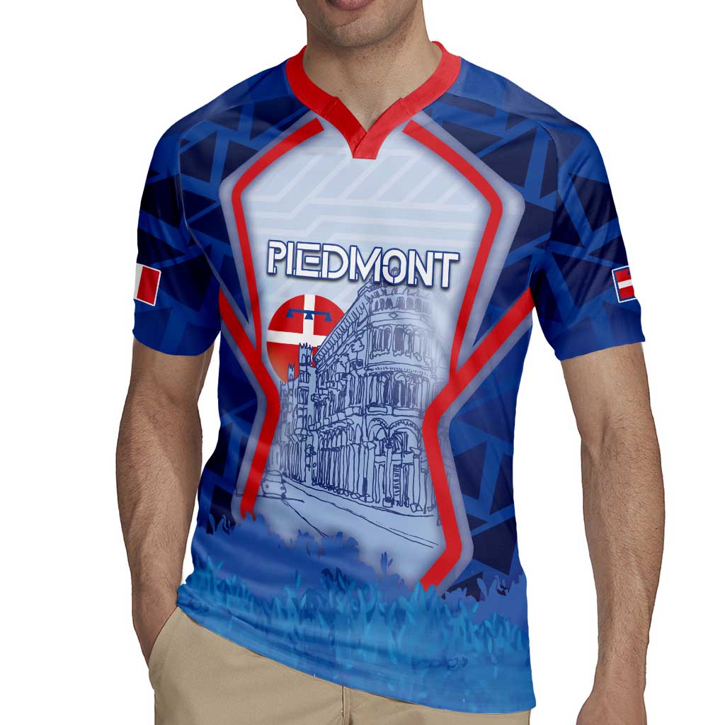 Custom Italy Piedmont Rugby Jersey Capital Turin Urban Sketch
