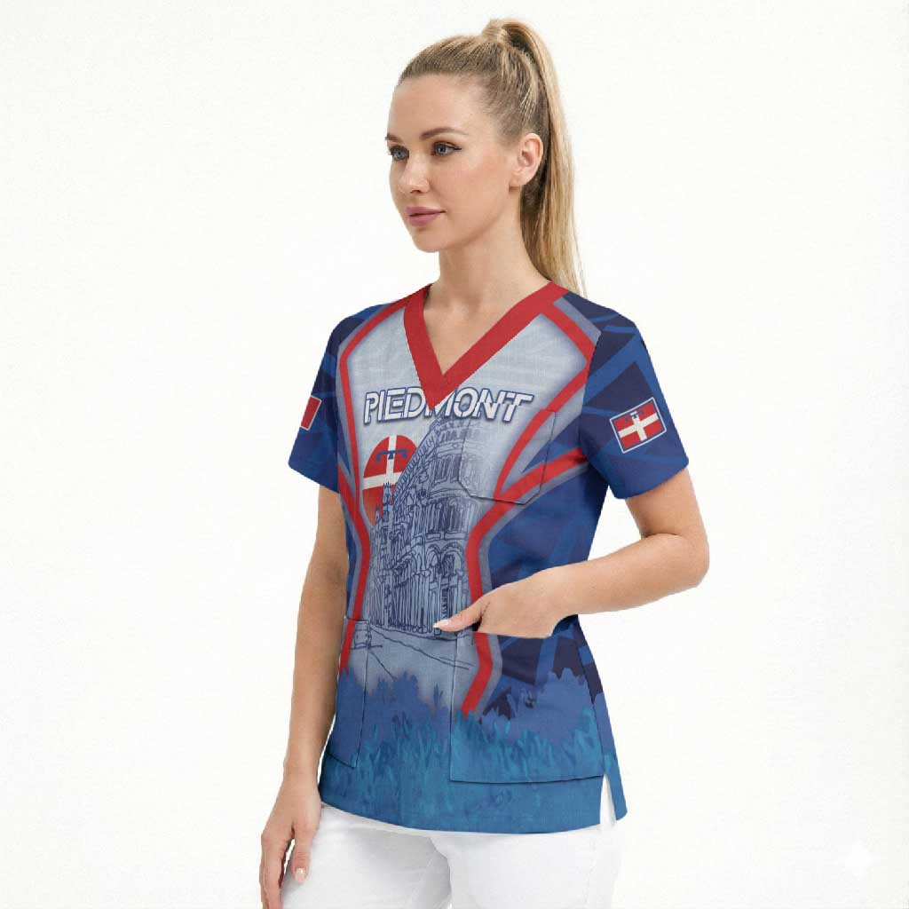 Custom Italy Piedmont Scrub Top Capital Turin Urban Sketch
