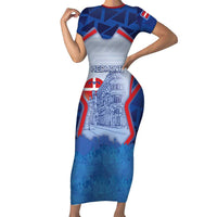 Custom Italy Piedmont Short Sleeve Bodycon Dress Capital Turin Urban Sketch