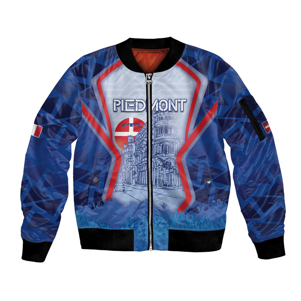 Custom Italy Piedmont Sleeve Zip Bomber Jacket Capital Turin Urban Sketch