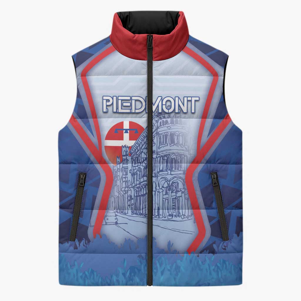 Custom Italy Piedmont Sleeveless Puffer Jacket Capital Turin Urban Sketch