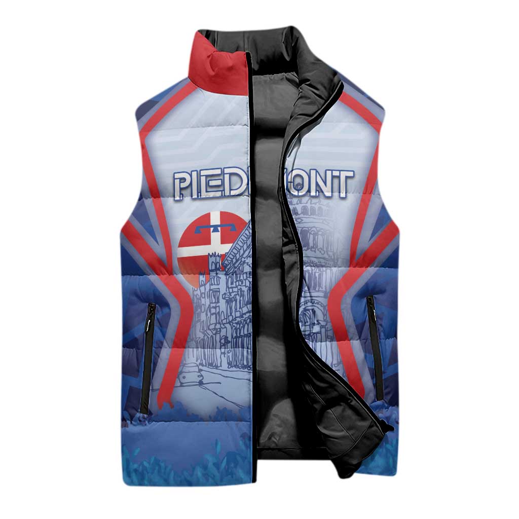 Custom Italy Piedmont Sleeveless Puffer Jacket Capital Turin Urban Sketch