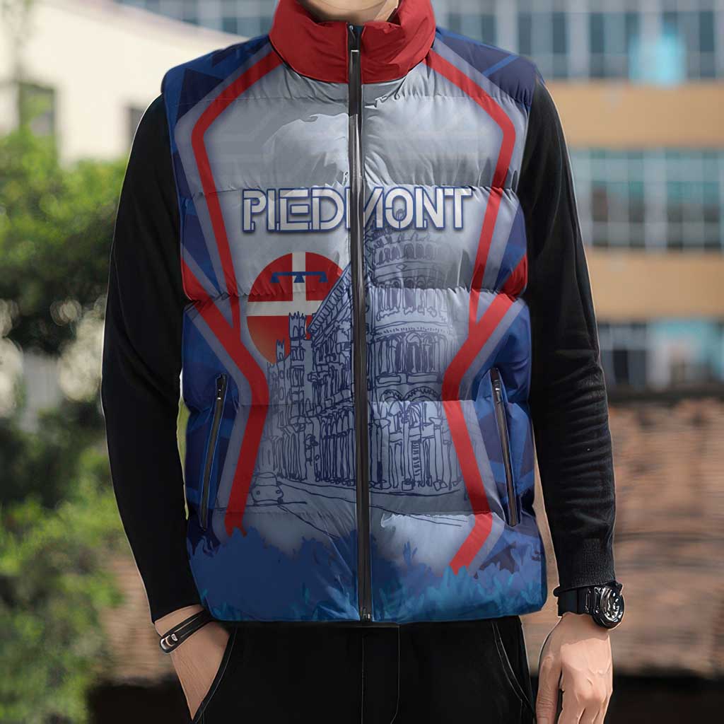 Custom Italy Piedmont Sleeveless Puffer Jacket Capital Turin Urban Sketch