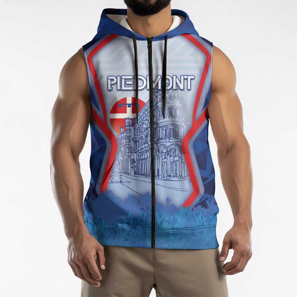 Custom Italy Piedmont Sleeveless Zip Hoodie Capital Turin Urban Sketch