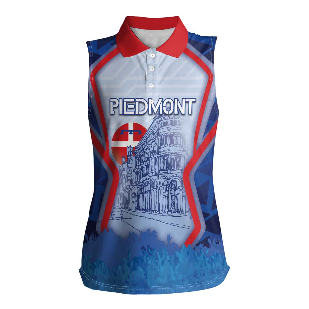 Custom Italy Piedmont Women Sleeveless Polo Shirt Capital Turin Urban Sketch