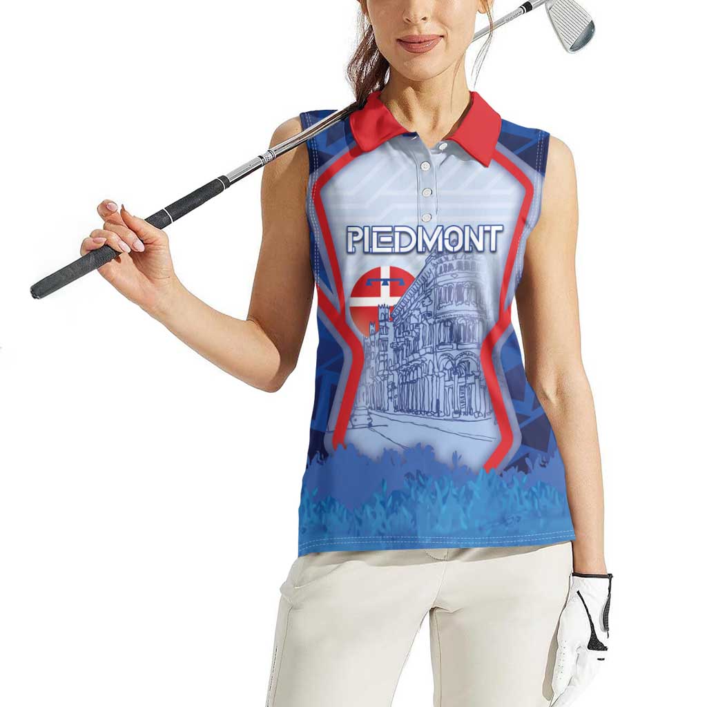 Custom Italy Piedmont Women Sleeveless Polo Shirt Capital Turin Urban Sketch