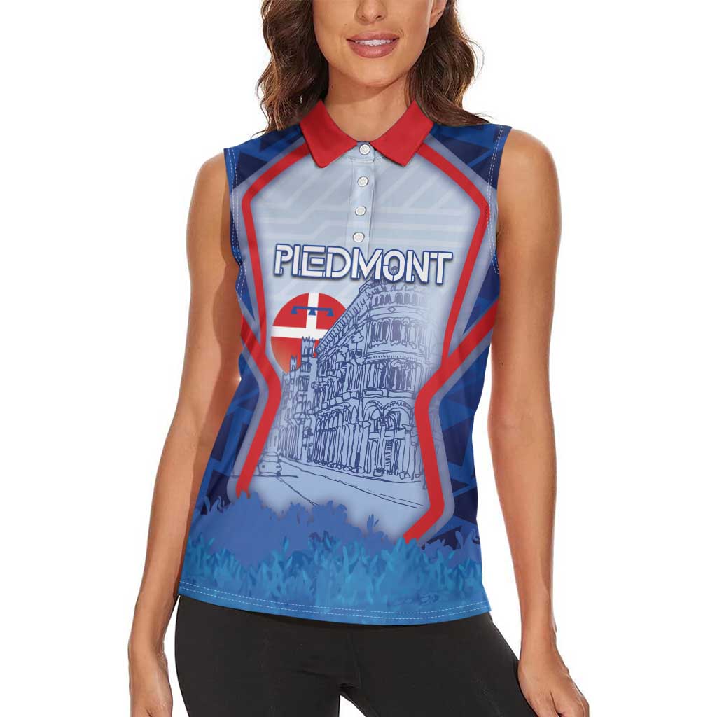 Custom Italy Piedmont Women Sleeveless Polo Shirt Capital Turin Urban Sketch