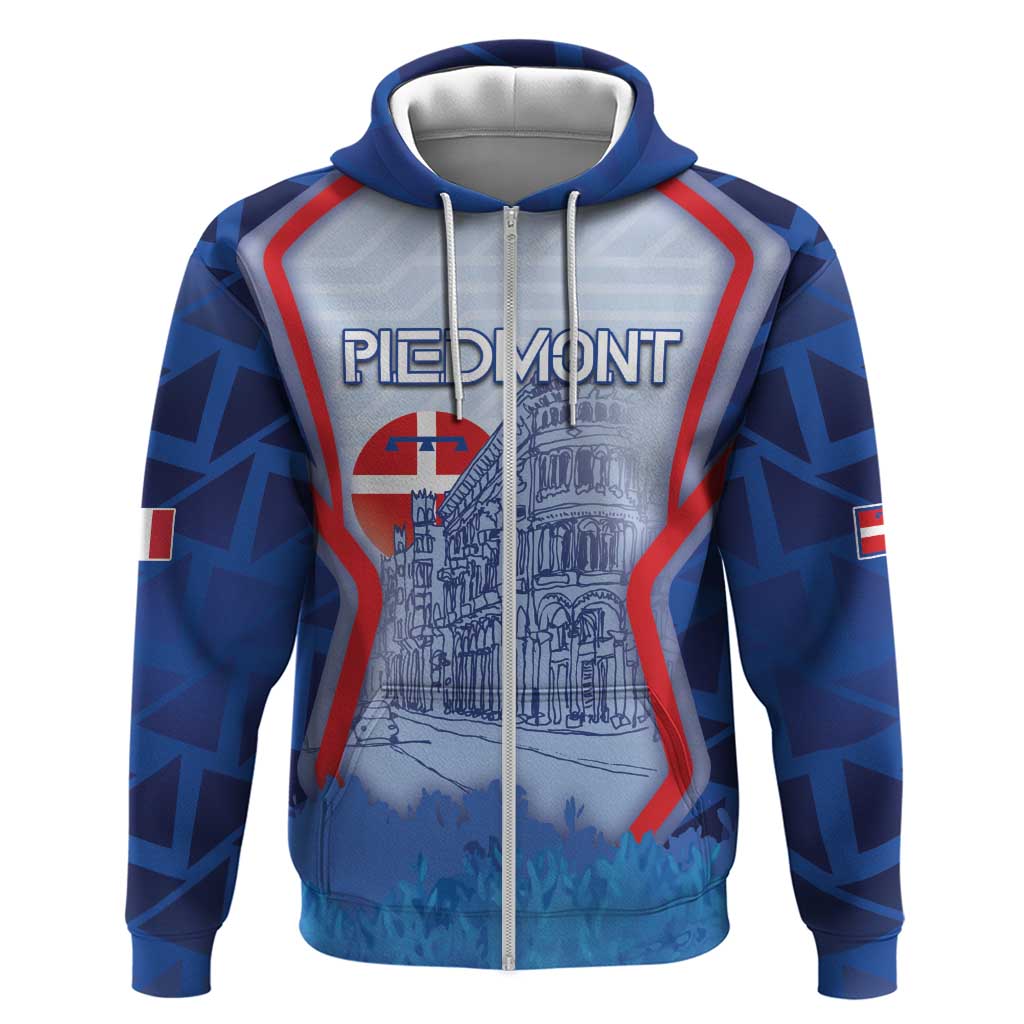 Custom Italy Piedmont Zip Hoodie Capital Turin Urban Sketch
