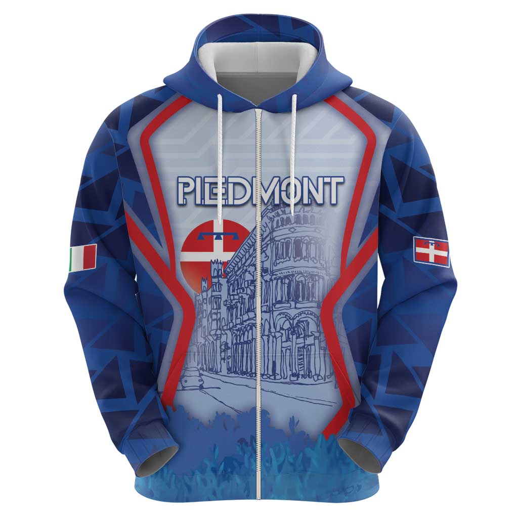 Custom Italy Piedmont Zip Hoodie Capital Turin Urban Sketch