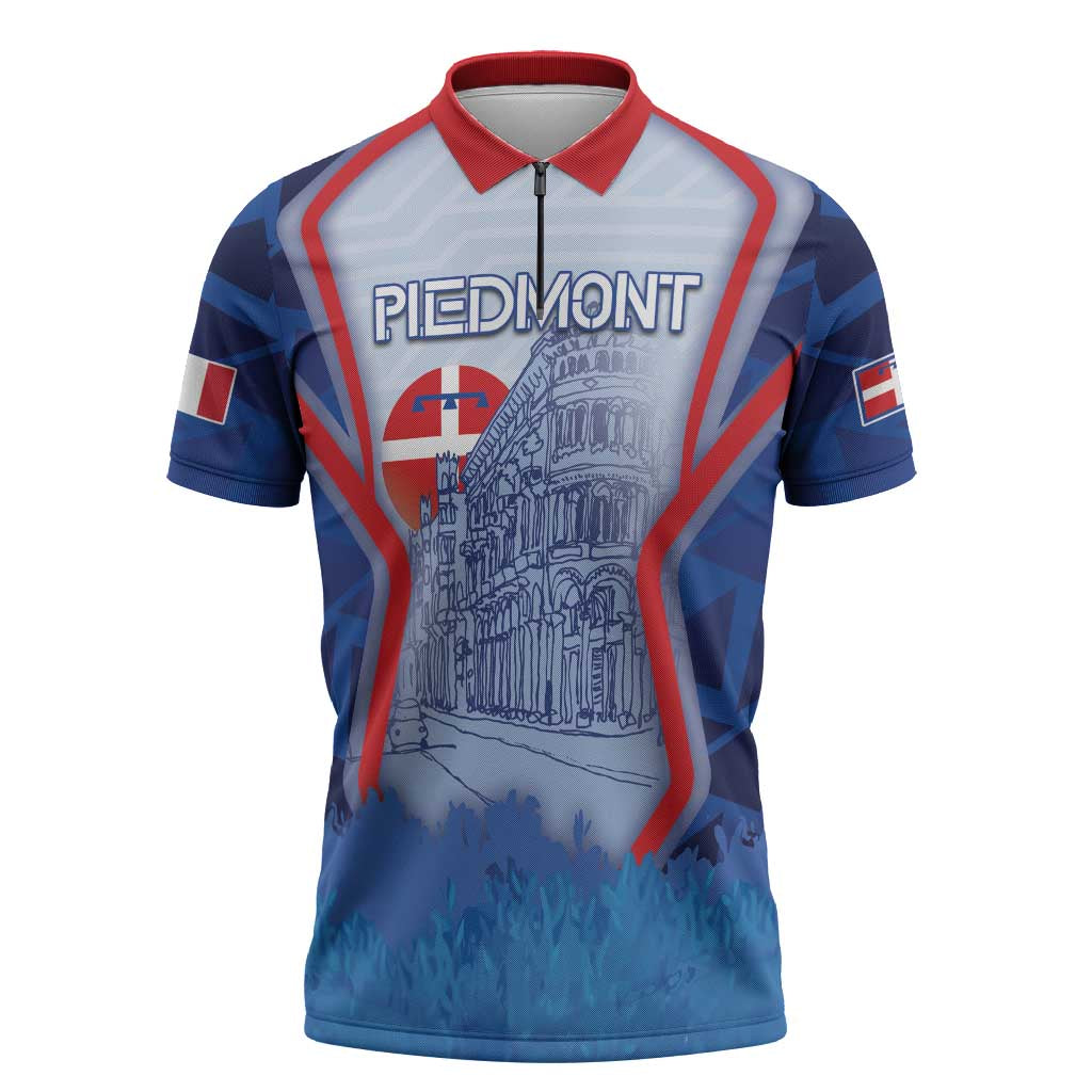 Custom Italy Piedmont Zipper Polo Shirt Capital Turin Urban Sketch