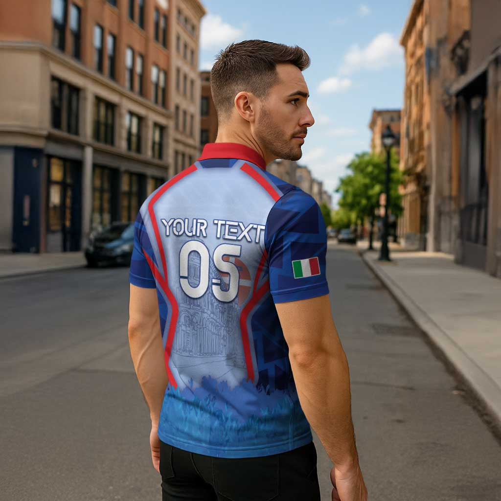 Custom Italy Piedmont Zipper Polo Shirt Capital Turin Urban Sketch