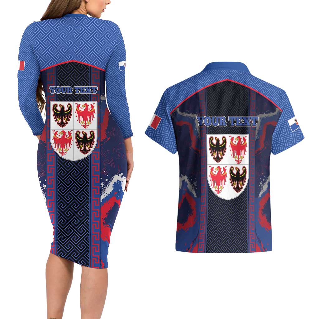 Personalized Italy Trentino-South Tyrol Couples Matching Long Sleeve Bodycon Dress and Hawaiian Shirt Coat Of Arms Eagle And Roman Patterns