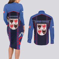 Personalized Italy Trentino-South Tyrol Couples Matching Long Sleeve Bodycon Dress and Long Sleeve Button Shirt Coat Of Arms Eagle And Roman Patterns