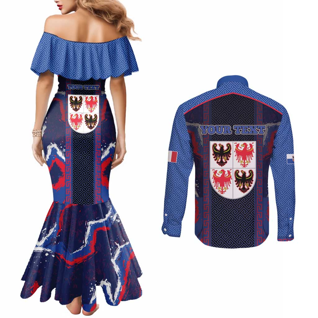 Personalized Italy Trentino-South Tyrol Couples Matching Mermaid Dress and Long Sleeve Button Shirt Coat Of Arms Eagle And Roman Patterns