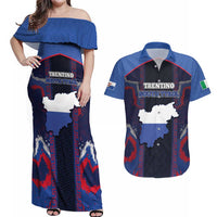 Personalized Italy Trentino-South Tyrol Couples Matching Off Shoulder Maxi Dress and Hawaiian Shirt Coat Of Arms Eagle And Roman Patterns