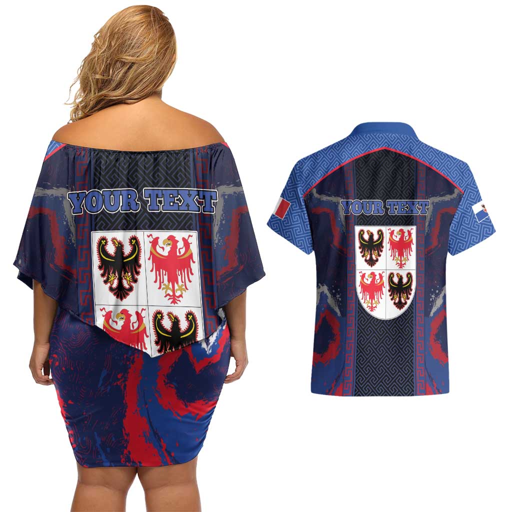Personalized Italy Trentino-South Tyrol Couples Matching Off Shoulder Short Dress and Hawaiian Shirt Coat Of Arms Eagle And Roman Patterns