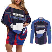 Personalized Italy Trentino-South Tyrol Couples Matching Off Shoulder Short Dress and Long Sleeve Button Shirt Coat Of Arms Eagle And Roman Patterns