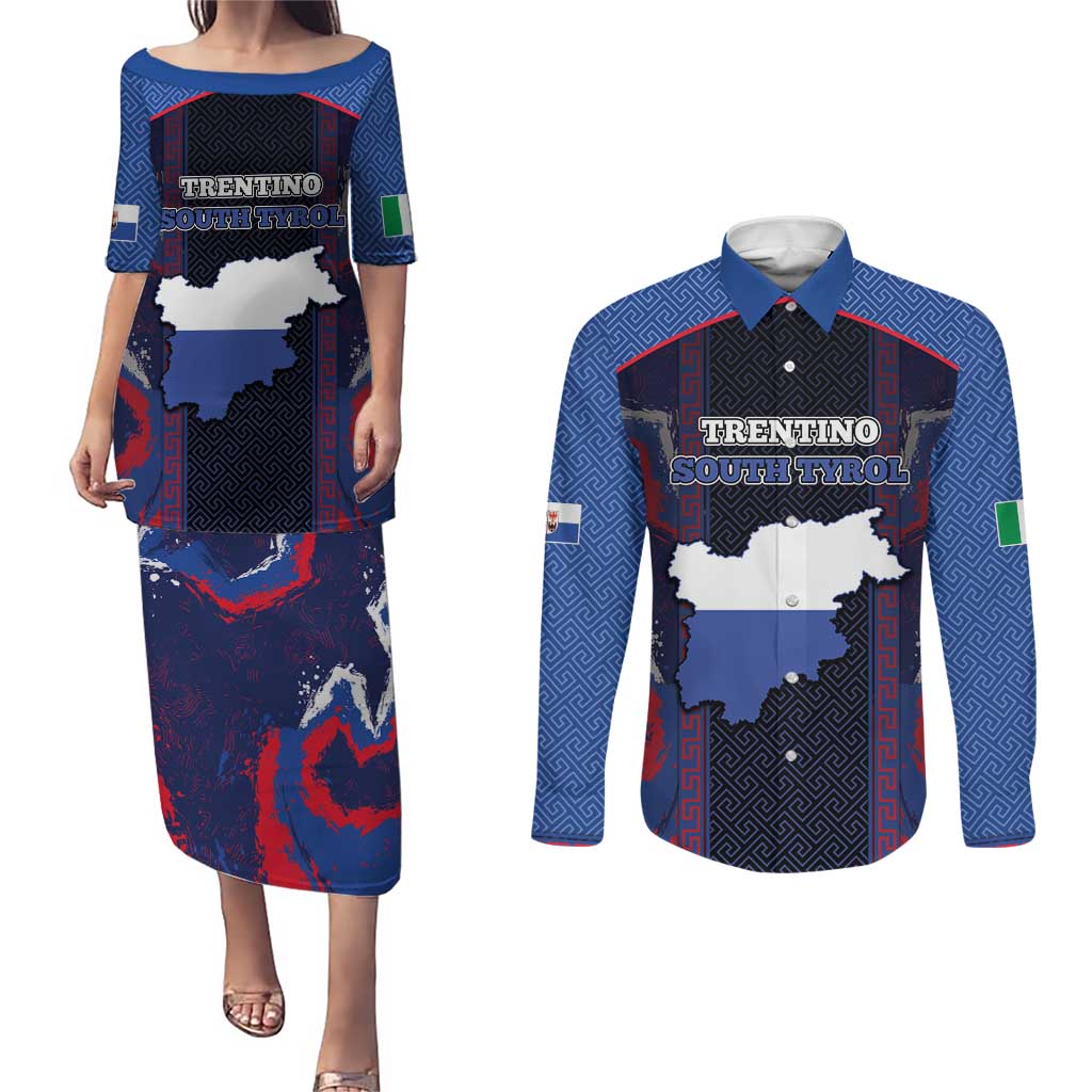 Personalized Italy Trentino-South Tyrol Couples Matching Puletasi and Long Sleeve Button Shirt Coat Of Arms Eagle And Roman Patterns