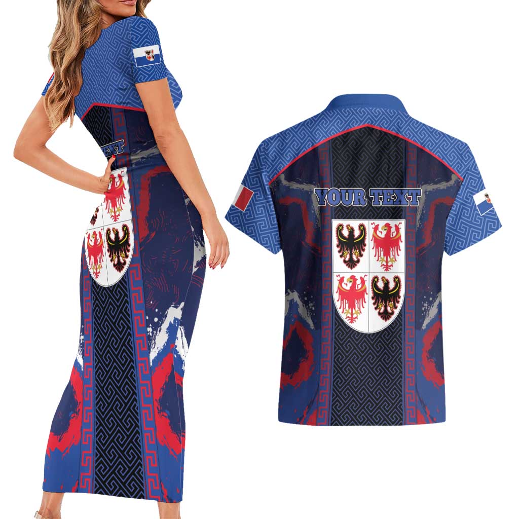 Personalized Italy Trentino-South Tyrol Couples Matching Short Sleeve Bodycon Dress and Hawaiian Shirt Coat Of Arms Eagle And Roman Patterns