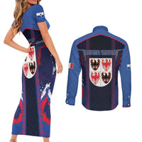 Personalized Italy Trentino-South Tyrol Couples Matching Short Sleeve Bodycon Dress and Long Sleeve Button Shirt Coat Of Arms Eagle And Roman Patterns