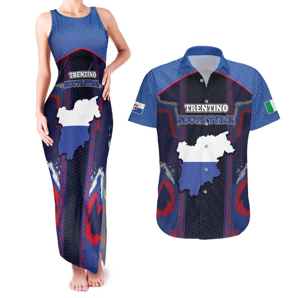 Personalized Italy Trentino-South Tyrol Couples Matching Tank Maxi Dress and Hawaiian Shirt Coat Of Arms Eagle And Roman Patterns