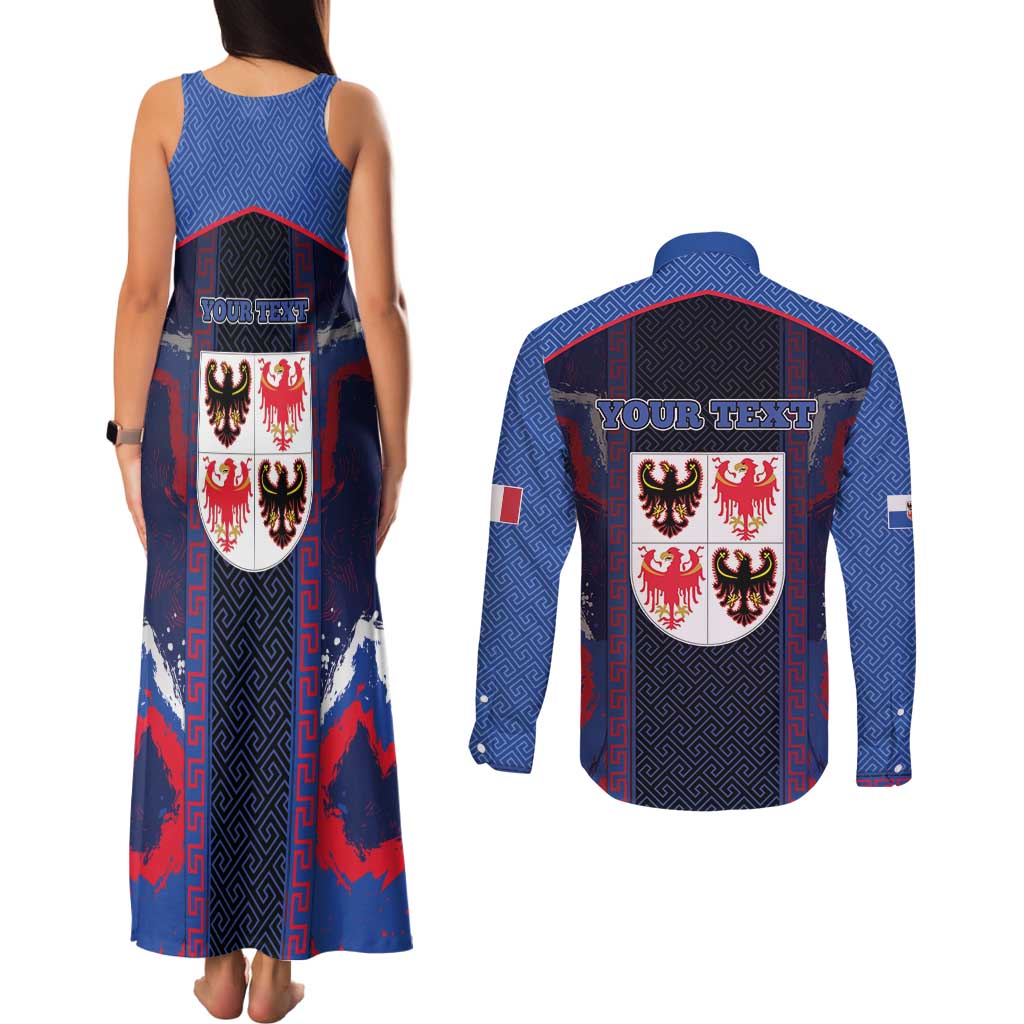 Personalized Italy Trentino-South Tyrol Couples Matching Tank Maxi Dress and Long Sleeve Button Shirt Coat Of Arms Eagle And Roman Patterns