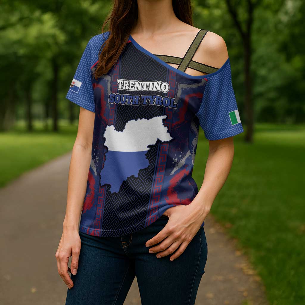 Personalized Italy Trentino-South Tyrol Cross Shoulder Shirt Coat Of Arms Eagle And Roman Patterns