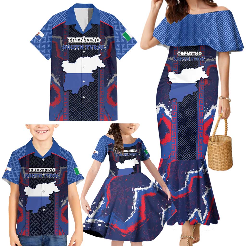 Personalized Italy Trentino-South Tyrol Family Matching Mermaid Dress and Hawaiian Shirt Coat Of Arms Eagle And Roman Patterns