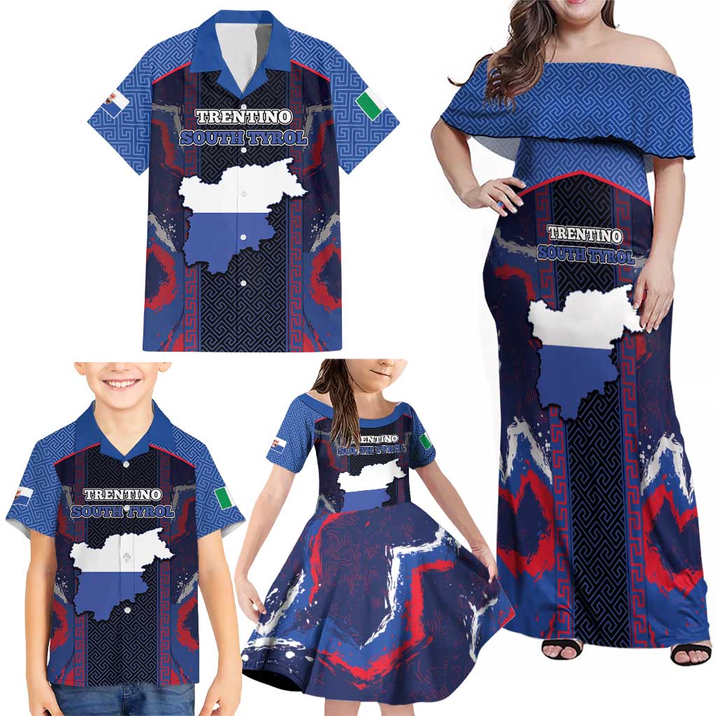 Personalized Italy Trentino-South Tyrol Family Matching Off Shoulder Maxi Dress and Hawaiian Shirt Coat Of Arms Eagle And Roman Patterns