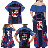 Personalized Italy Trentino-South Tyrol Family Matching Off Shoulder Maxi Dress and Hawaiian Shirt Coat Of Arms Eagle And Roman Patterns