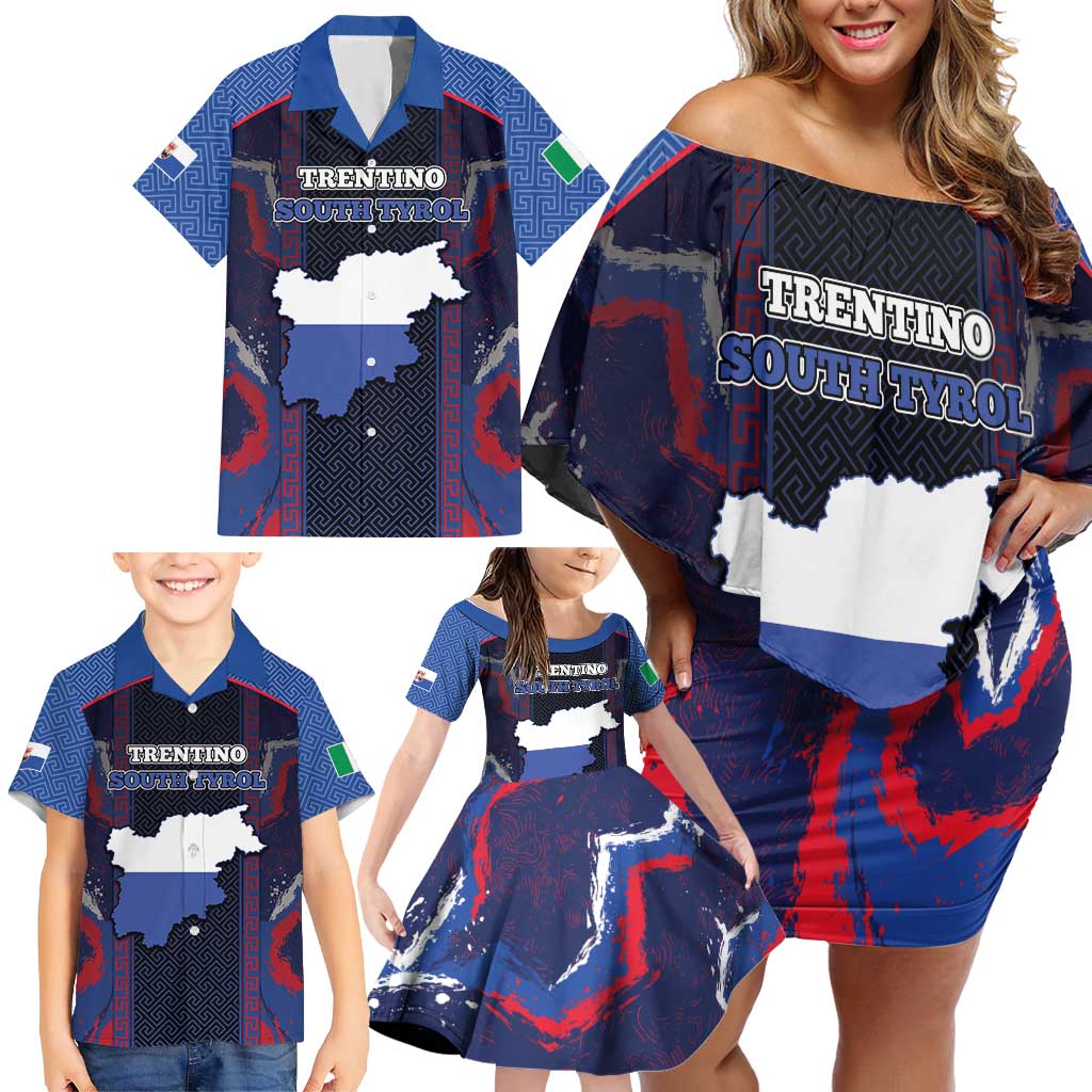 Personalized Italy Trentino-South Tyrol Family Matching Off Shoulder Short Dress and Hawaiian Shirt Coat Of Arms Eagle And Roman Patterns