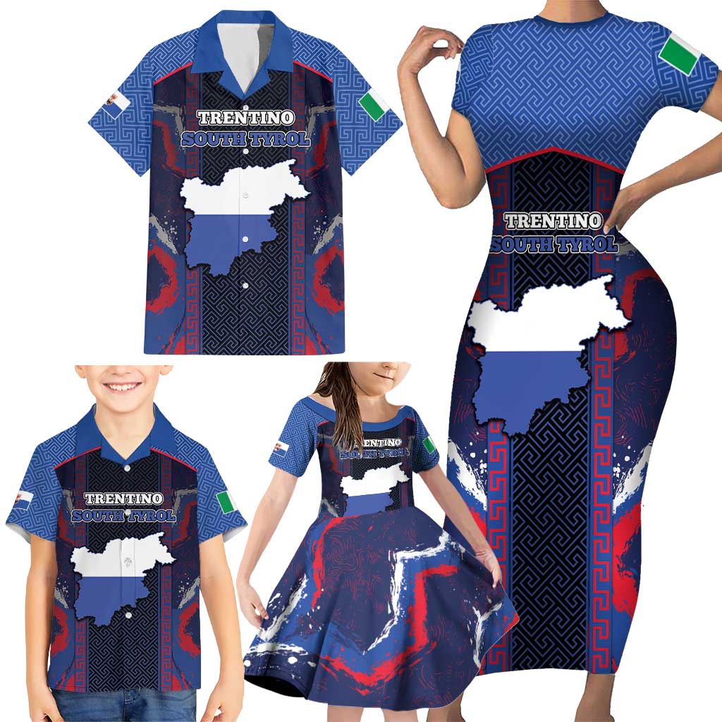 Personalized Italy Trentino-South Tyrol Family Matching Short Sleeve Bodycon Dress and Hawaiian Shirt Coat Of Arms Eagle And Roman Patterns