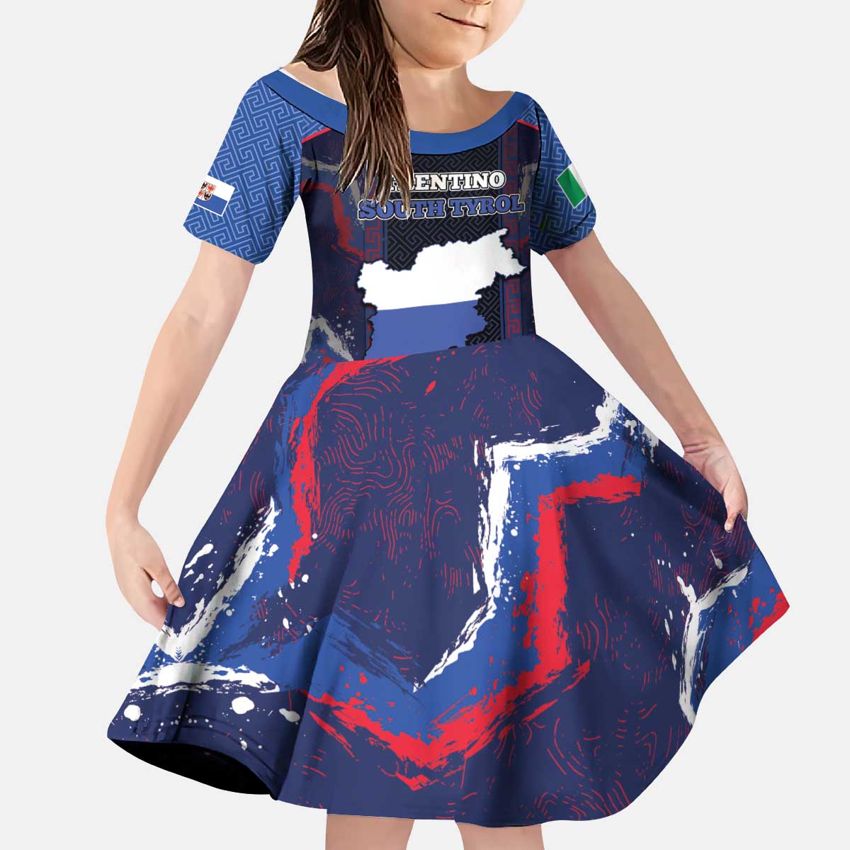 Personalized Italy Trentino-South Tyrol Kid Short Sleeve Dress Coat Of Arms Eagle And Roman Patterns