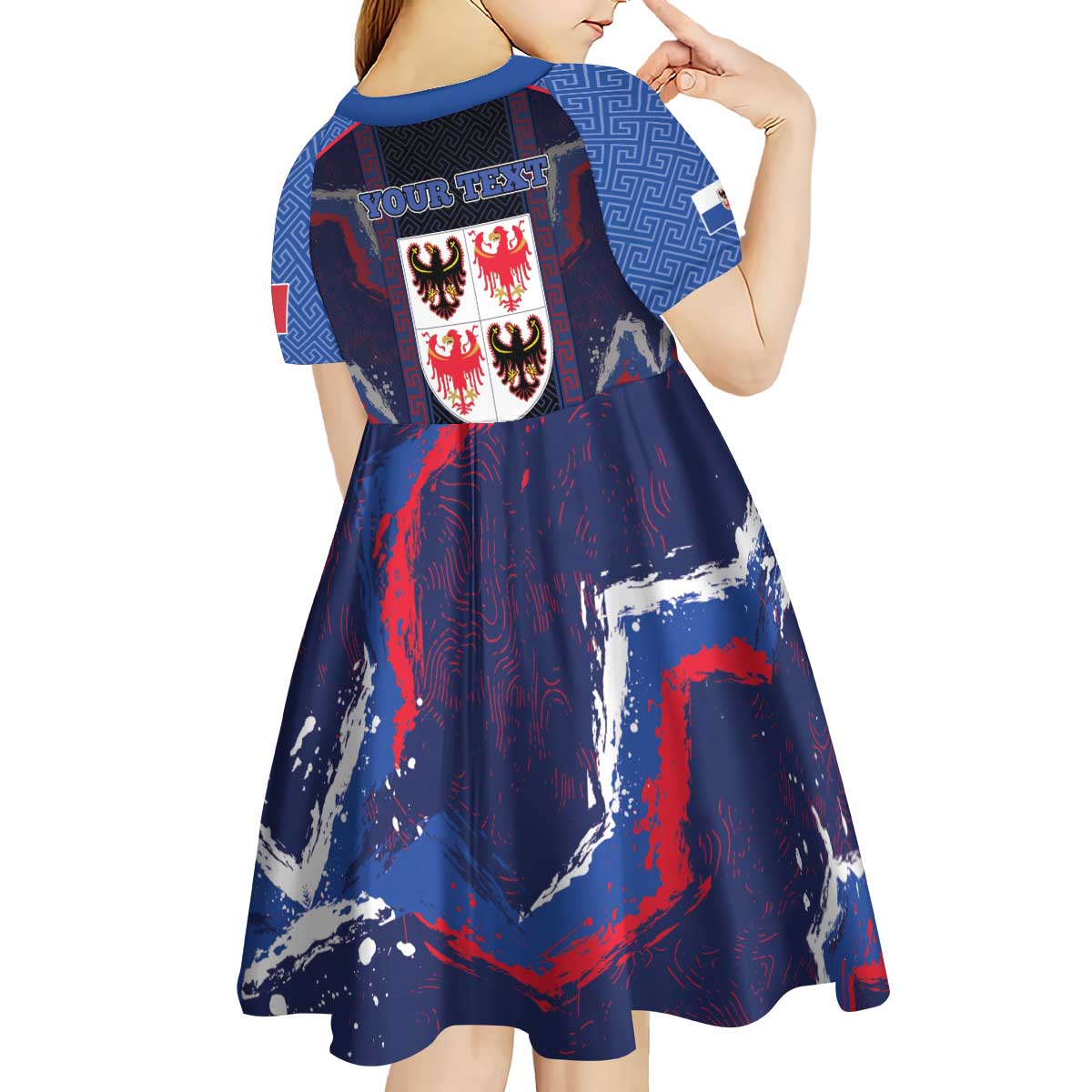 Personalized Italy Trentino-South Tyrol Kid Short Sleeve Dress Coat Of Arms Eagle And Roman Patterns