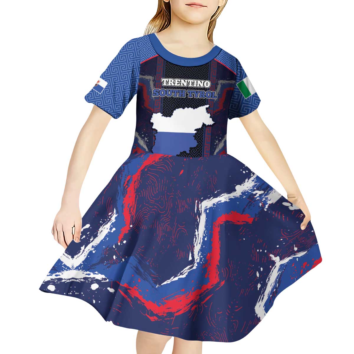 Personalized Italy Trentino-South Tyrol Kid Short Sleeve Dress Coat Of Arms Eagle And Roman Patterns