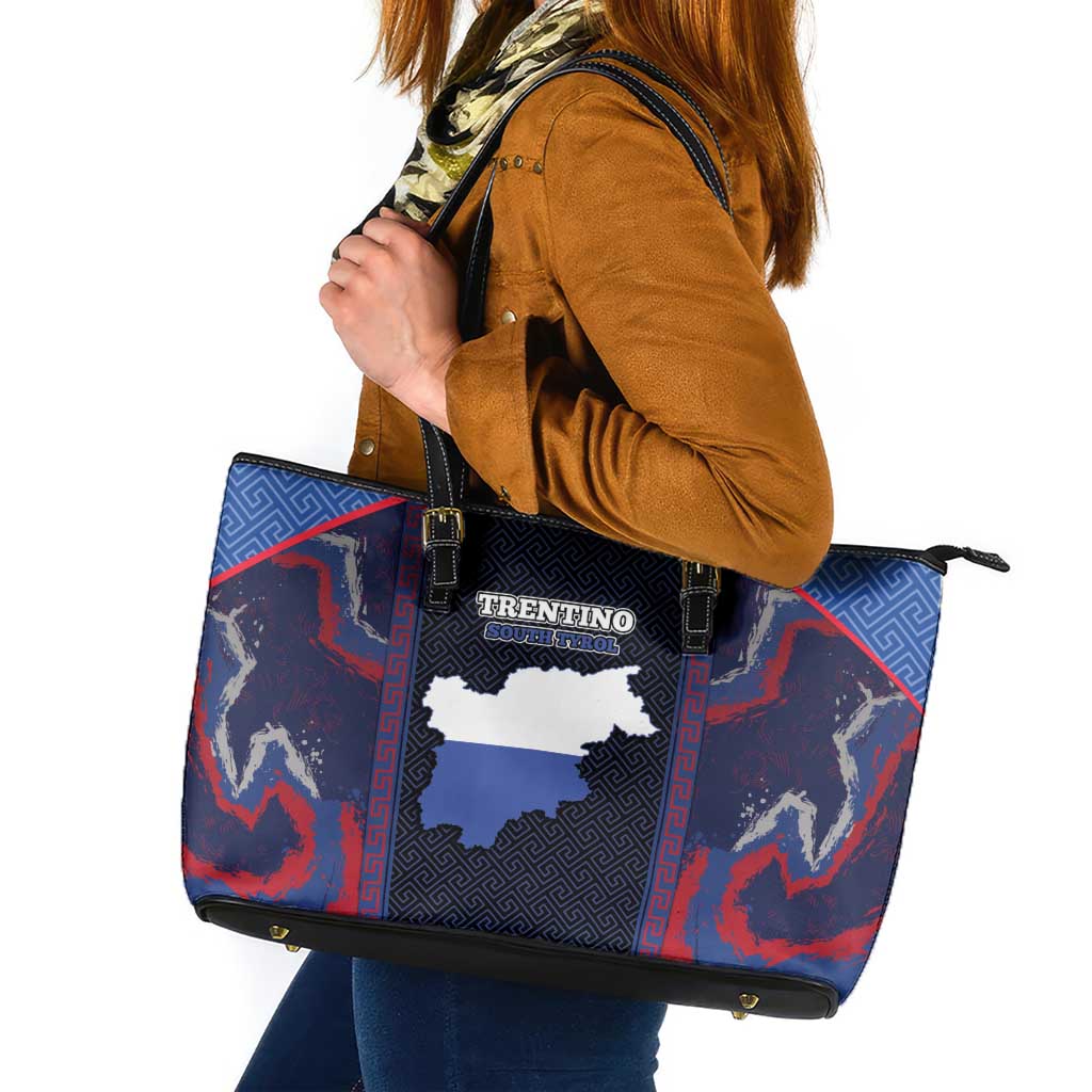 Italy Trentino-South Tyrol Leather Tote Bag Coat Of Arms Eagle And Roman Patterns