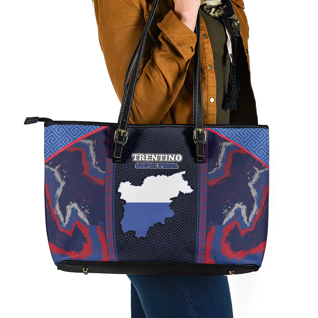 Italy Trentino-South Tyrol Leather Tote Bag Coat Of Arms Eagle And Roman Patterns