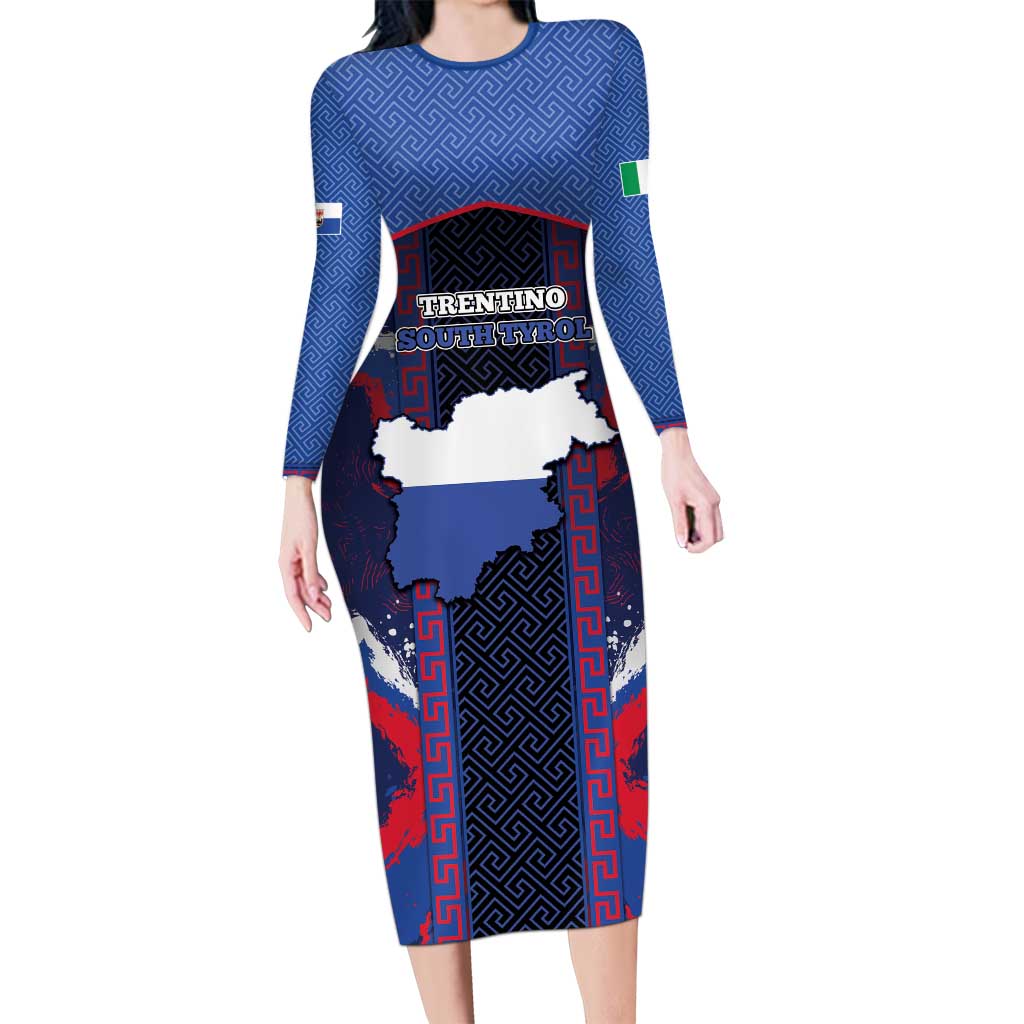 Personalized Italy Trentino-South Tyrol Long Sleeve Bodycon Dress Coat Of Arms Eagle And Roman Patterns