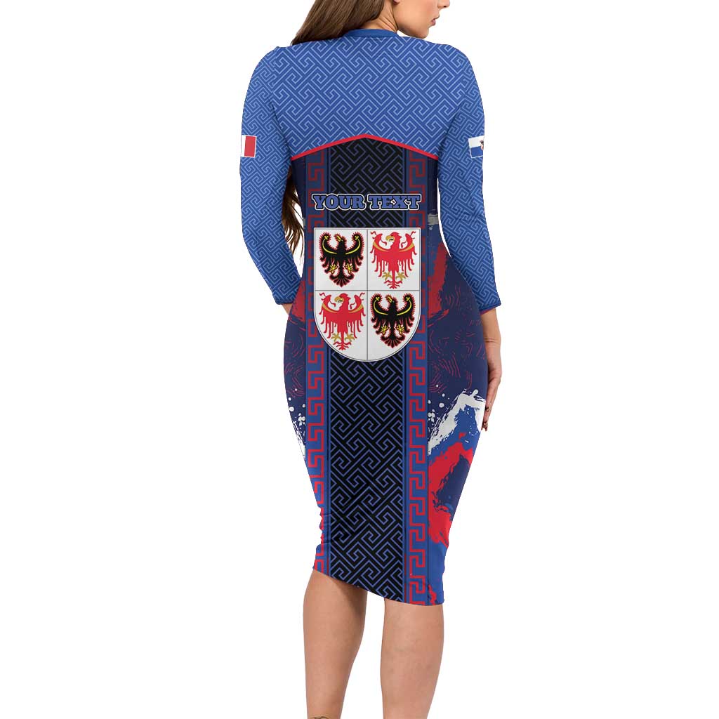Personalized Italy Trentino-South Tyrol Long Sleeve Bodycon Dress Coat Of Arms Eagle And Roman Patterns