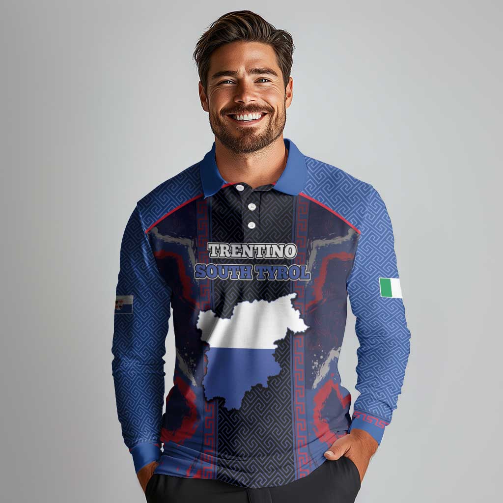 Personalized Italy Trentino-South Tyrol Long Sleeve Polo Shirt Coat Of Arms Eagle And Roman Patterns