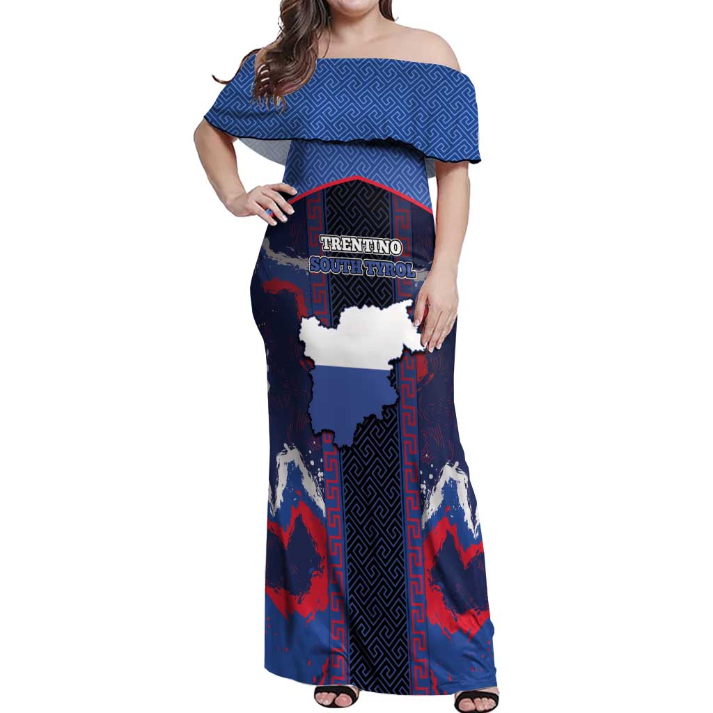 Personalized Italy Trentino-South Tyrol Off Shoulder Maxi Dress Coat Of Arms Eagle And Roman Patterns
