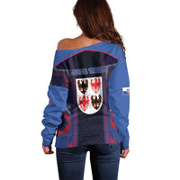 Personalized Italy Trentino-South Tyrol Off Shoulder Sweater Coat Of Arms Eagle And Roman Patterns