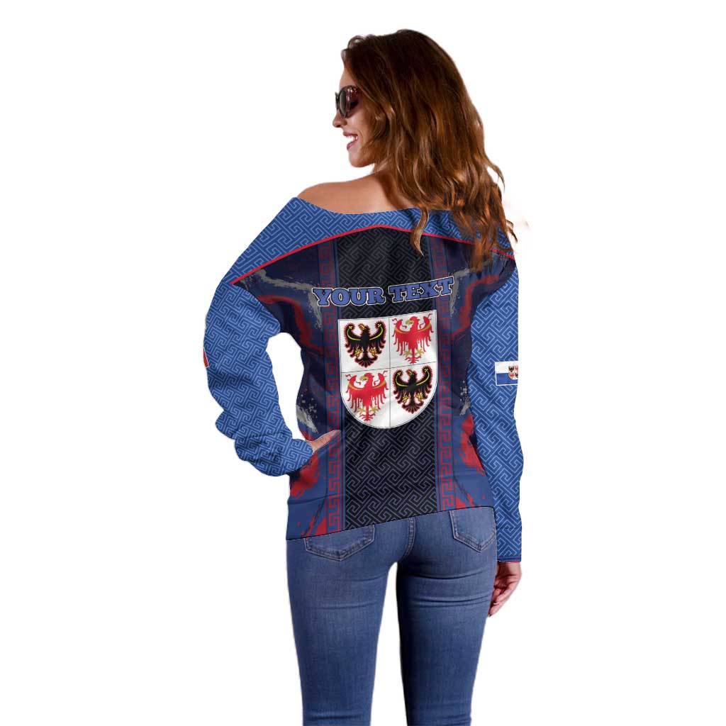 Personalized Italy Trentino-South Tyrol Off Shoulder Sweater Coat Of Arms Eagle And Roman Patterns