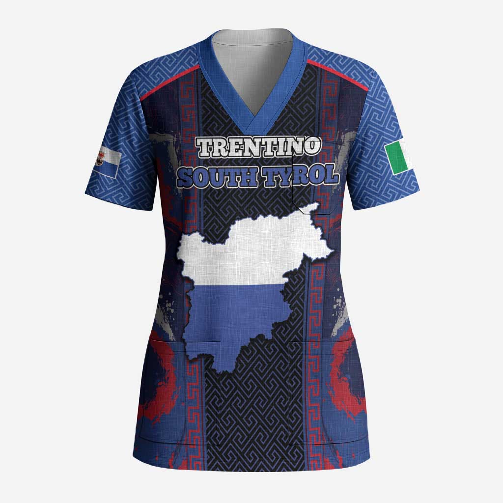 Personalized Italy Trentino-South Tyrol Scrub Top Coat Of Arms Eagle And Roman Patterns